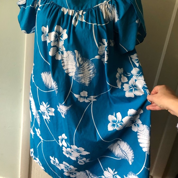 Hilo Hattie Large Blue Hawaiian Muumuu Dress Caftan aloha tiki hibiscus vintage - Picture 13 of 14